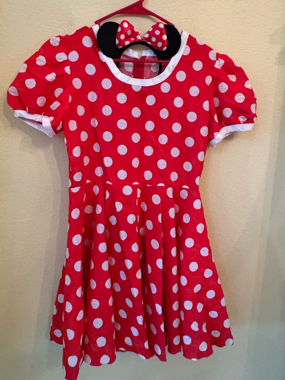 Minnie Mouse Red & White Polka Dot Dress & Ears Size Large